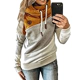 BDCUYAHSKL Herbst Und Winter Neue Damenbekleidung NäHen Mit Kapuze Fleece Lose Pullover Damen M