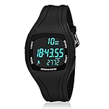 CFGem Teen's Uhr Digitaler Sport Wasserdichte Schrittzähler mit PU-Kunststoff abnehmbar Armband SNK-9105 Schw