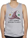 Shirtracer Nerd Geschenke - Zauberhut mit Wappentieren - 3XL - Grau meliert - Statement - BCTM072 - Tanktop Herren und Tank-Top M