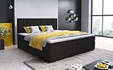 A-dekor home Boxspringbett Fenix Hotelbett, kontinentales Bett, Designerbett, 140/160/180x200cm, viele Farbvarianten, Zwei Bettkasten, Bonell Matratze, Topper (Cosmic 100 Schwarz, 160 x 200 cm)