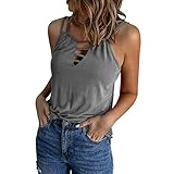 Frauen Sommer V-Ausschnitt Einfarbig Ärmellose Tops Sexy Cami T-Shirt Bluse Cami Tank Top,Lässiges Tuniken Sweatshirt Oberteile Elegant Jumper Kontrastfarbene Streetwear Blusen Bluse Tops Eay