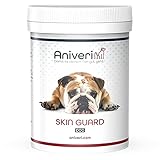 Aniveri Skin Guard Dog für Hund/Hunde - Haarvitamine gegen Haarausfall, juckende Haut/Juckreiz Hund & Milben/Haut Vitamine, Fellpflege Hund, Fischöl Hund/Fish Oil, 150g Pulver für Haut, Haare, F