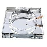 1 Pcs Kristallglas Aschenbecher, Aschenbecher Quadratisch, Feine Schneidtechnologie, Rutschfest und Wasserdicht für Outdoor, Indoor, Home, Office, Hotel, Pool, Restaurant Dekorativ (White Silver)