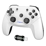 CHEREEKI Controller für PC/PS3,2.4G Wireless Gamepad für PC (Windows XP/7/8/8.1/10)/PS3/Steam mit Dual Vibration/Liner Trigger/8H Spielzeit(Weiß)