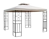 habeig WASSERDICHTER Pavillon Romantika 3x3m Metall inkl. Dach Festzelt wasserfest Partyzelt (Beige)