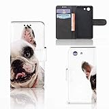 B2Ctelecom Handytasche für Sony Xperia Z3 Compact Leder Hülle Französische Bulldogge - Lustige Geschenk