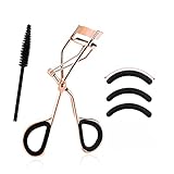Wimpernzange, Carbonstahl Wimpernformer Professioneller, Wimpernformer Make up Tool, mit 1 Wimpernbürste, 4 Ersatzpads, für Geschwungene Wimpern Eyelash C