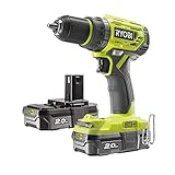 Ryobi 5133004533 Perceuse-visseuse 18V 2X 2.0Ah vitesses Avec sac à outils-R18DD7-220S One+ 18 V Li-Ion 2 x 2,0 Ah 13 mm 2 Gänge mit Werkzeugtasche R18DD7-220S,