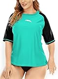 Halcurt Damen Plus Size Swim Tops Rash Guard Badeanzüge Sonnenschutz 3X