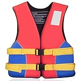 ZHENGRUI Schwimmwesten,Persönliches Schwimmgerät Weste Kinder Erwachsene Wassersportzubehör Segeln Surfen Angeln,Red/Blue-Child-L