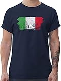 Fussball WM 2022 Fanartikel - Italien Vintage - L - Navy Blau - Fan - L190 - Tshirt Herren und Männer T-S