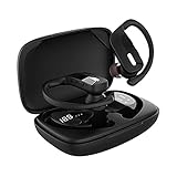 Drahtlose Kopfhörer Bluetooth 5.0 Stereo in Ear Kopfhörer Eingebautes Mikrofon CVC Rauschunterdrückung IPX5 wasserdicht Ohrhörer 150H Spielzeit mit USB-C Ladekoffer LED Anzeige Sport Headset Schw