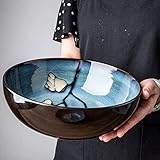 LHBNH Schüssel Einfache keramische Suppenschüssel Hausküche Ramen Schüssel chinesische handgemalte 9-Zoll-Geschirr Haushaltsgeschirr, Retro Schü