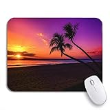 Gaming mouse pad orange beach sonnenuntergang zwei palmen rot karibik karibik rutschfeste gummi backing computer mousepad für notebook