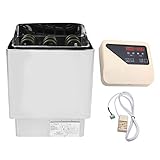 Jarchii Saunaofen, 4.5KW 220V Edelstahl Badezimmerheizung Sauna Dampfmaschine Ofenheizung mit Temperatursensor Controller für 5-9m³ S