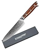 SCHNEIDWERK Allzweck-Messer Damastmesser, Küchenmesser 13 cm Klingenlänge, 67 Lagen Edelstahl-Damast, Kochmesser Damaststahl, sehr scharf, Damaszener-Stahl Rostfrei DI-S