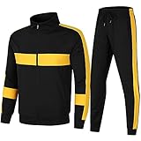 Pajiay 2Pcs Set Herren Regular Fit Mit Kapuze / Stehkragen Sweatjacke Herren Outdoor Bergsteigen Fitness Camping Sportbekleidung Set Herren Frühling Herbst Lassig Übergangsjacke Herren D-Black2 L