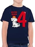 4. Geburtstag - Ich Bin Schon 4 Feuerwehr Hund - 116 (5/6 Jahre) - Dunkelblau - Shirt 4. Geburtstag Jungen - F130K - Kinder Tshirts und T-Shirt für Jung