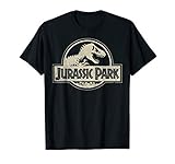Jurassic Park Distressed Beige Flat Fossil Logo T-S