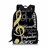 ZHANGWENJIE Music Note 3D Print Rucksäcke für Mädchen Jungen Kinder Schultaschen Schwarz Klavier Orthopädischer Rucksack Kinder Buchtasche Schulranzen Rucksack 44*28*13cm 10