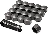 Gebildet 20pcs 19mm Universal Kunststoff Radmutterkappen Auto Mutter Covers Bolt Radkappen mit 1pc Abziehhaken(Grau)