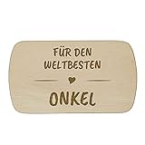 Frühstücksbrettchen mit Gravur, Bester Onkel, langlebiges Holzbrett in unterschiedlichen Motiven, aus nachhaltigem Buchenholz, tolle Geschenk-Idee, Motiv Weltbester Onk