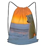 Tcerlcir Kordelzug Turnbeutel Eisbär Alaska Schnee Wasserdicht Sportbeutel Rucksack Gymsack Gym Bag für Schule, Strand, R