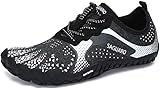 SAGUARO Barfußschuhe Herren Damen Barfussschuhe Traillaufschuhe Zehen Training Joggen Fitnessschuhe Outdoor Sport Barfuss Wanderschuhe Atmungsaktiv Schnell Trocknend Badeschuhe, Weiß, 43 EU
