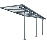 Palram Hochwertige Aluminium Terrassenüberdachung, Terrassendach Sierra 299x555 cm (TxB) - grau inkl. Befestigung und Reg