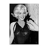 shanqingshuixiu Schwarz-weiß Marilyn Monroe Leinwand Malerei Klassische Kunstwerk Poster Dekoration A1319 50×70CM Ohne R