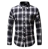 Freizeithemden Herren Modern Urban Slim Fit Stretch Herren Langarm Herbst Winter Vintage Kariert Strickjacke Herren Shirt Täglich All-Match Herren H