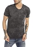 Herren T-Shirt Batik Kurzarm Streetstyle 90er Jahre Revival Anthrazit M