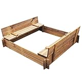 vidaXL Holz Imprägniert Sandkasten mit Deckel Sitzbank Sandkiste Sandbox