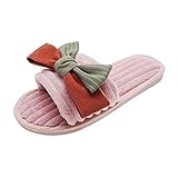Frauen Hausschuhe, Damen Baumwollpantoffeln,Herbst Winter Plüsch Hausschuhe Weiche Com Warme Rutschfeste Süße Blumen Liebe Hausschuhe Indoor Pantoffeln Flauschige Fell Schöne Schlappen Flache S