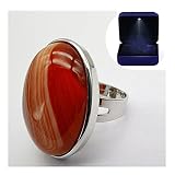 SMLQ Rote Orangefarbene Venen Karneol-Steinring Für Frauen, Oval Rote Achat-Edelstein-Ringschmuck Für Frauen-Geschenkgröße 8 X126mm Juwel Ring