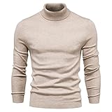 QWERD Herren Rollkragen Turtleneck Strickpullover Stehkragen Pullover Sweater Warme Basic Feinstrick Rollkragenpullover Männer Rollkragenpullover Strickpullover Freizeit Langarmshirt Winterp