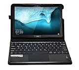 MQ21 für Huawei MediaPad T5 10.1 - Bluetooth Tastatur Tasche mit Touchpad für MediaPad T5 10.1 LTE | Hülle mit Tastatur und Touchpad für Huawei MediaPad T5 10 WiFi | Tastatur Deutsch QWERTZ | Schw