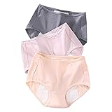 LZH FILTER Damen Auslaufsicher Menstruationsunterwäsche Mittlere Taille 3er PackKlassische Anti-Leckage Antibak