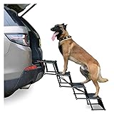 Upgrade Tragbarer Hund Auto Stufen Treppenleiter Faltende Haustierleiter Rampe für LKWs Hochbett Indoor Outdoor-Bedienung Leichte Hunde-Treppe (Color : Black)
