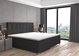 Wolkenwohl Boxspringbett Chester 140x200 Schwarz Anthrazit H3 Einzelbett Jugendbett, Taschenfederkern mit Kaltschaum, inklusive atmungsaktivem Topper, Modern & Eleg