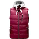 ZYUD Herren Weste Bodywarmer Steppweste Daunenweste Funktionsweste Vest Ärmellose Sportweste Kapuzenweste Wärme Freizeit Outdoor Slim Fit Modellauswahl Kapuze Vest Sportweste Freizeitjacke für M