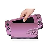 46 North Design Switch Skin für Konsole und JoyCons, gleiche Abziehbildqualität für Autos, Insel Himbeer Farbe Lila Himmel Baum, hohe Qualität, langlebig, blasenfrei, herg