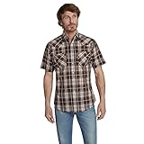 ELY CATTLEMAN Herren Short Sleeve Plaid Sawtooth Pocket Western Shirt Hemd mit Button-Down-Kragen, braun, M