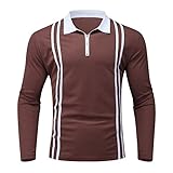 Poloshirt Herren Langarm Slim Fit Denim Nähen Männer Golf Polo Shirts Baumwolle Polohemd Casual Spleißstreifen Reißverschluss Umlegekragen Tops Bluse Lang