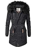 khujo Damen Mantel Wintermantel Winterparka YM-Halle (vegan hergestellt) Black018 Gr. M