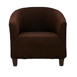 Elastischem Club Chair Schonbezug, Dicke Jacquard Wannenstuhlbezug Weicher Abnehmbar Sesselüberwurf Cocktailsessel Für Bar Rezeption Wohnzimmer-Dunkelbraun-Club