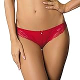 Unterhosen Damen Spitze. Unterwäsche Frauen. Höschen Slips GORTEKS SCARLET/F - Sinnlich und Verführerisch. Sexy Spitze und Blumenmotiv. (Rot, 42)