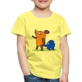 Spreadshirt Die Sendung Mit Der Maus Elefant Und Maus Hand An Rüssel Kinder Premium T-Shirt, 122-128, Gelb