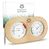 NORDHOLZ® Sauna Thermometer Hygrometer Holz - Präzise und leicht ablesbare Anzeige für die richtige Temperatur und Luftfeuchtigkeit - Sauna Hygrometer Thermometer - Hochwertiges Sauna Zubehö