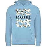 Scrabble Mädchen - Scrabble Steine - schwarz - 104 (3/4 Jahre) - Hellblau - Spiel - JH001K JH001J Just Hoods Kids Hoodie - Kinder H